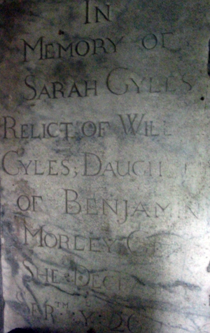 Memorial plaque of Sarah Gyles